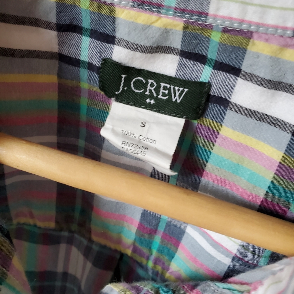 J. Crew Half-Button Plaid Long Sleeve Blouse - Picture 4 of 8